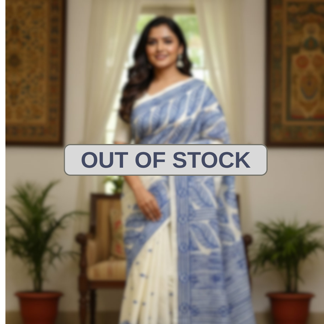 Blue Leafline Bangalore Silk Kantha Saree