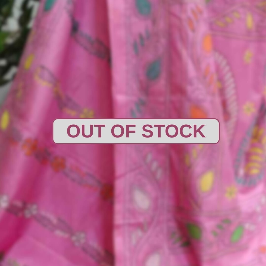 Bangalore Silk Blend Kantha Saree -  Light Pink