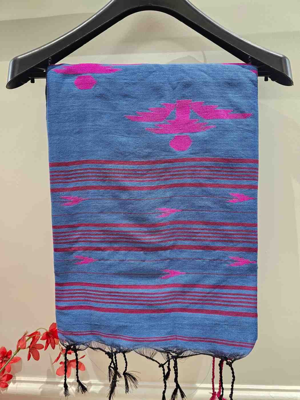 Pure Cotton suti saree - Denim Blue