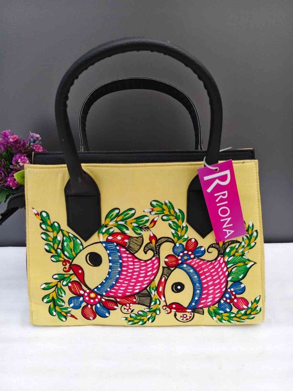 Handpainted Madhubani Handbag - Yellow