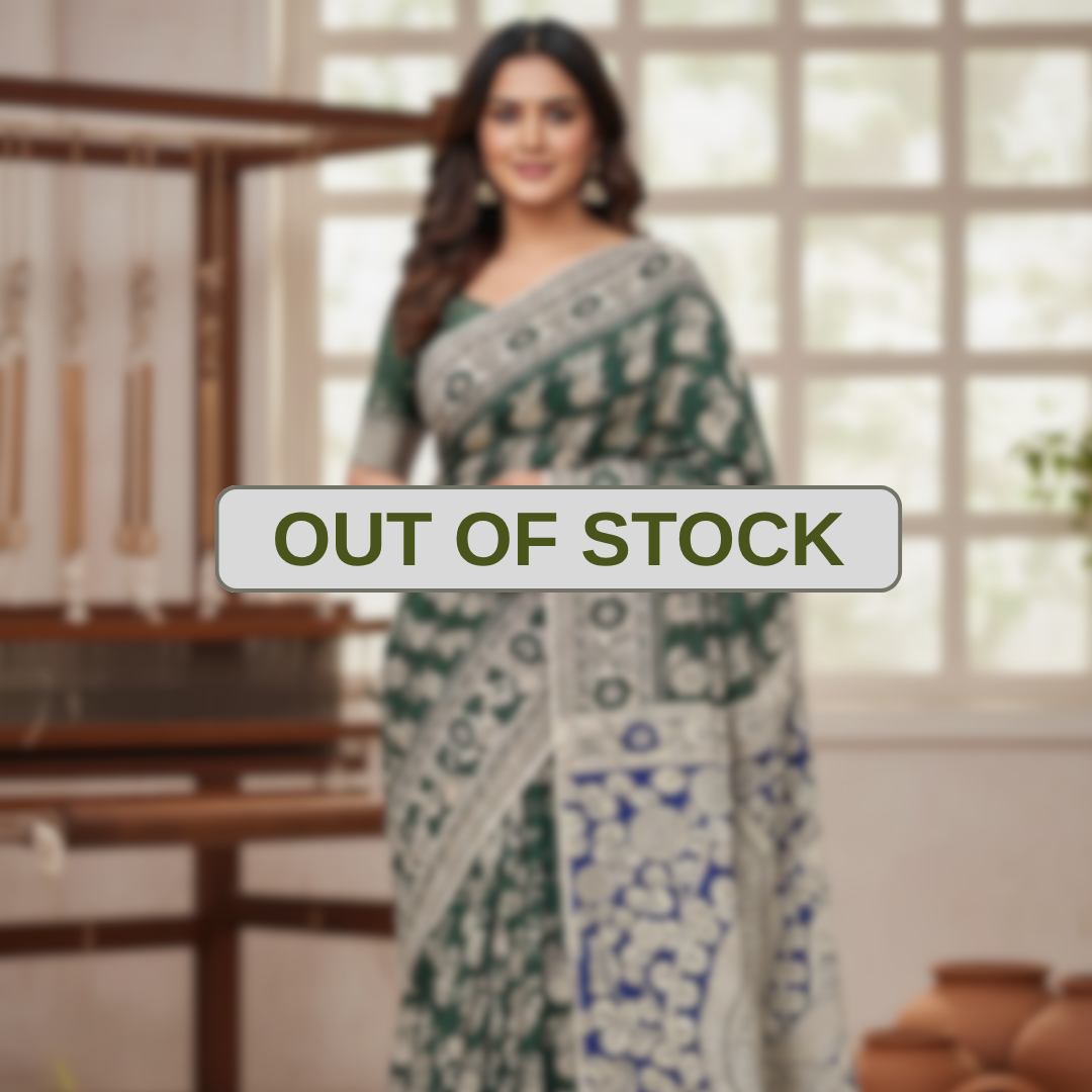 Green Canvas cotton kalamkari saree