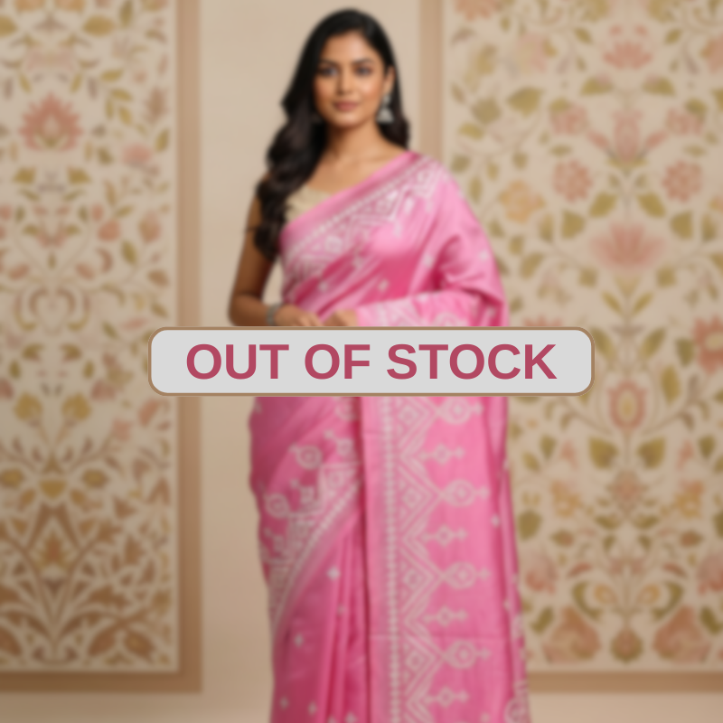 Pastel Pink Threads Bangalore Silk Kantha Saree