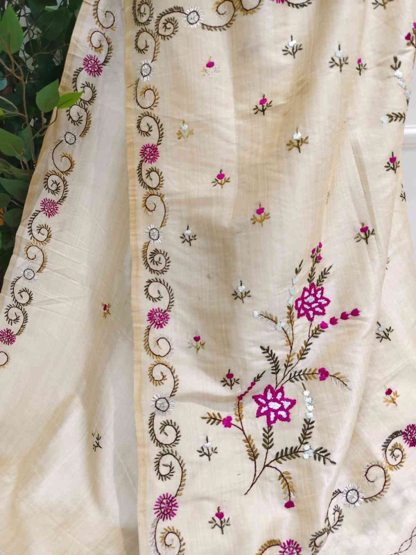 Hand stiched Nakshi Kanta Saree - Deep Pink