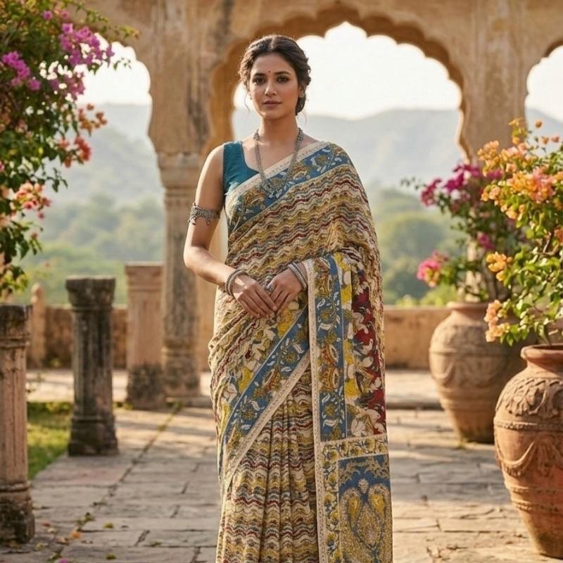Narikala Nellore Silk kalamkari saree