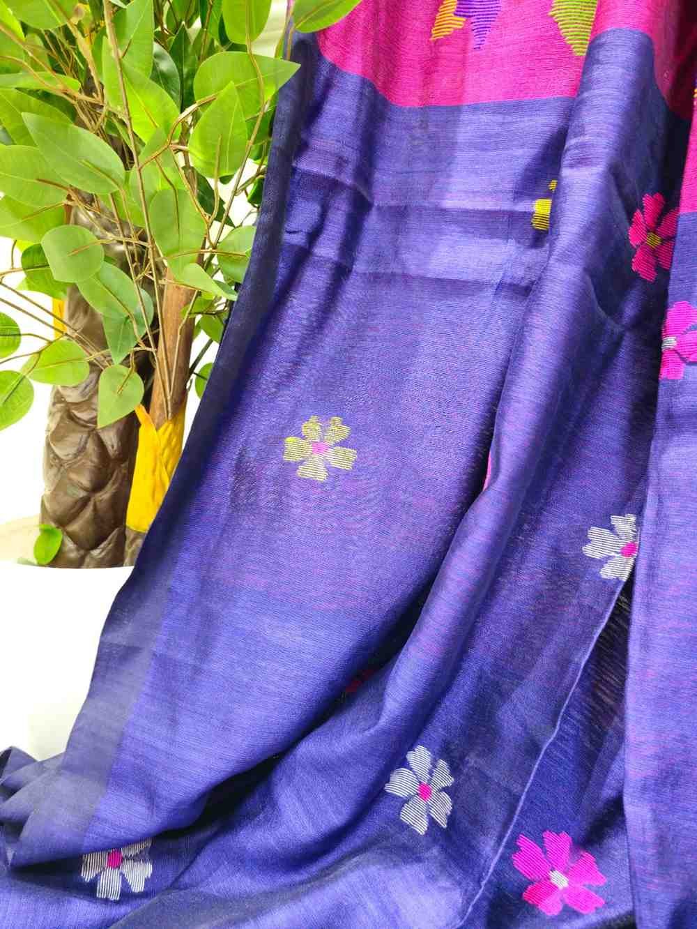 Pure Cotton suti saree - Royal Blue