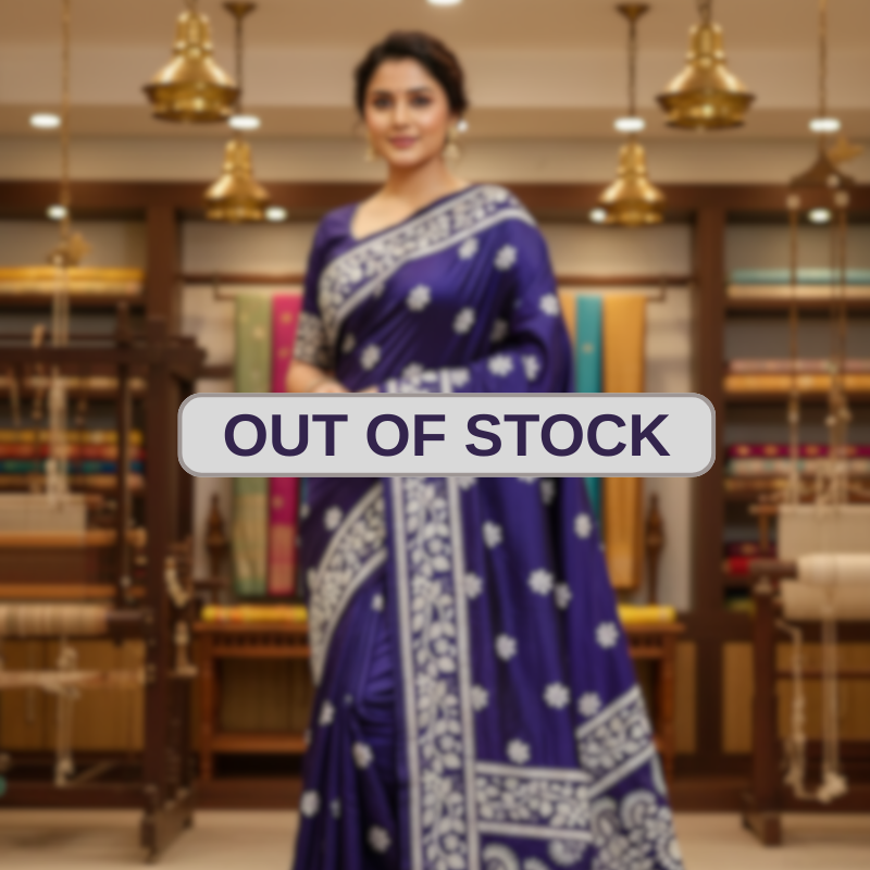 Bangalore Silk Kantha Saree - Dark Purple