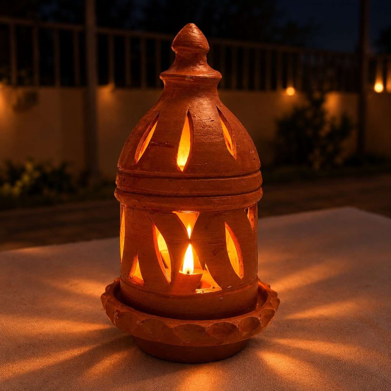 Handmade Terracotta Tea Light Holder & Aroma Diffuser Lamp