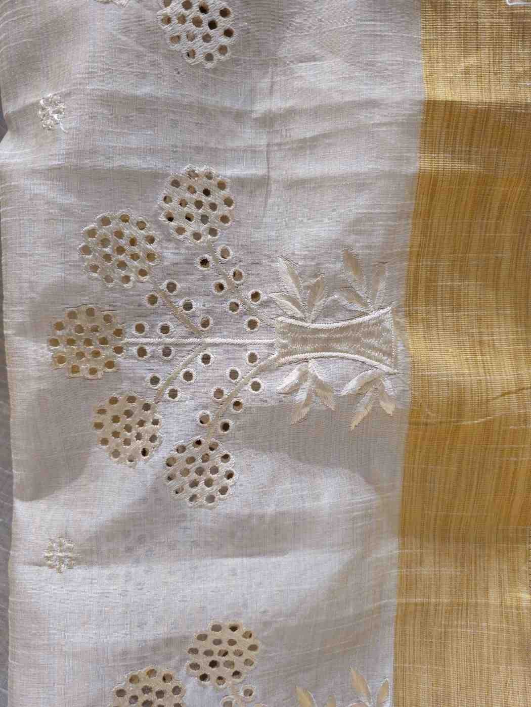 Odisha Special Matka Silk with Golden Border - Dotted Tree Design