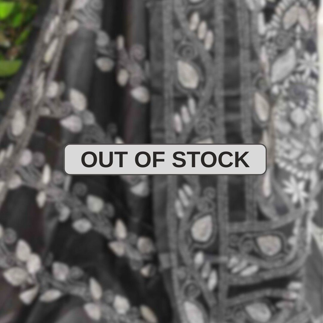 Bangalore Silk Blend Kantha Saree - Black