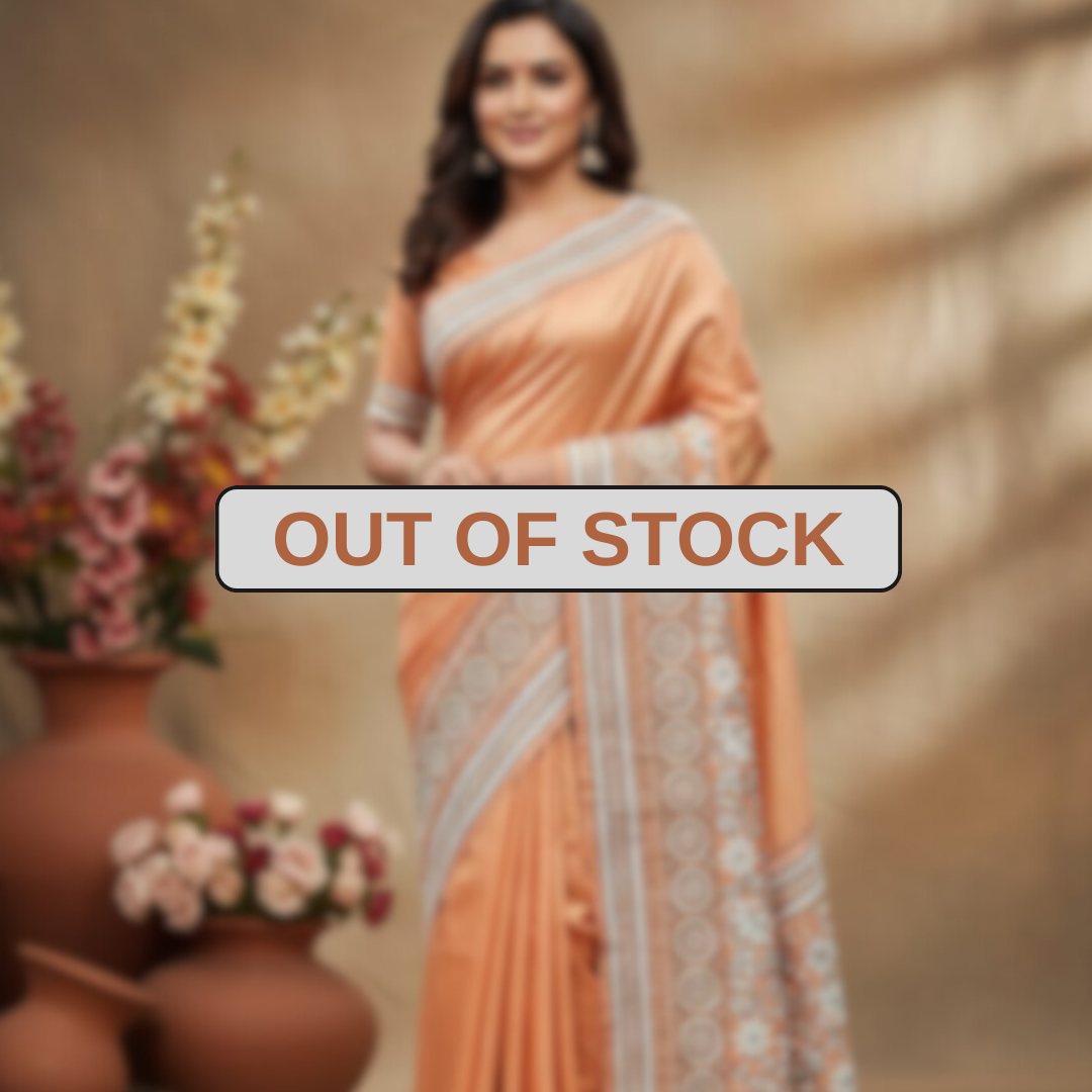 Bangalore Silk Kantha Saree - Peach