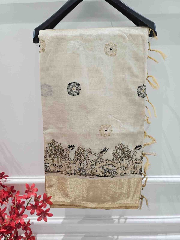 Deer Motif Semi Tussar Saree