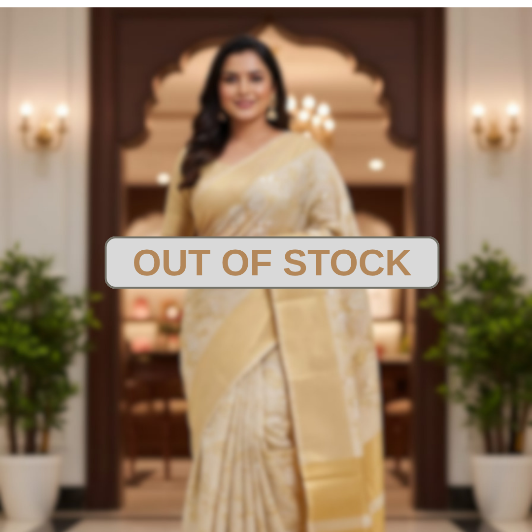 Riona Special Hand Stitched Assam Silk - Golden Rose Blossom