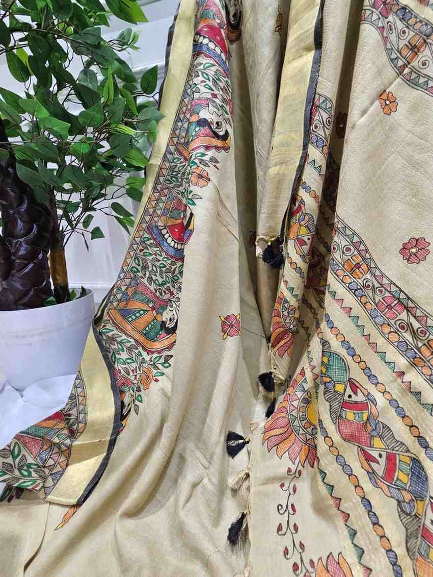 'VIVAH DOLI' Handpainted Madhubani Blend Saree