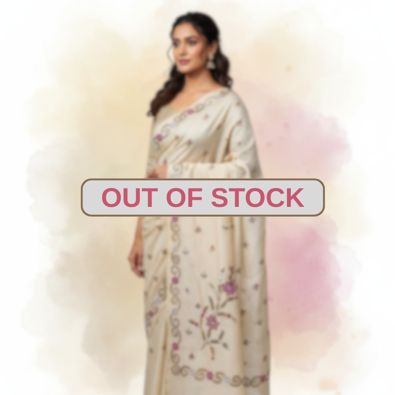 Hand stiched Nakshi Kantha Saree - Deep Pink