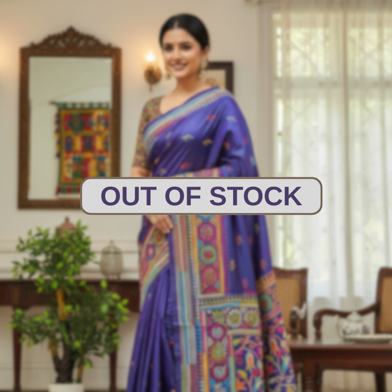 Bangalore Silk Kantha Saree - Shiny Violet