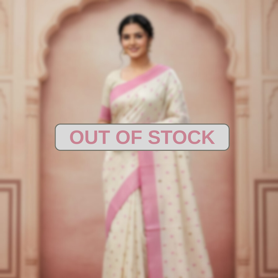 Hand stitched Matka Silk with Nakshi Butta Design- Pink