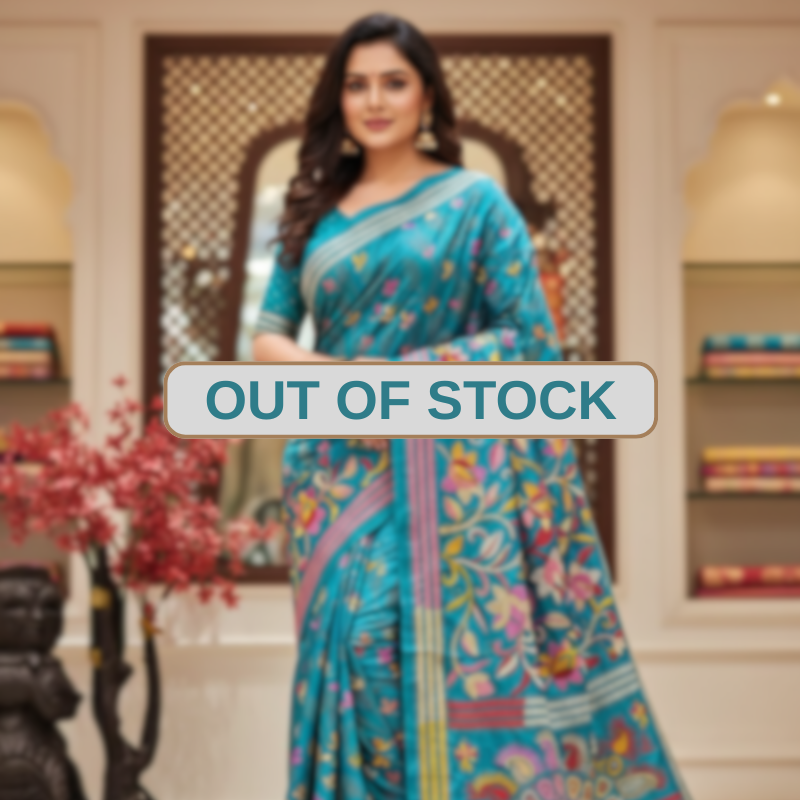 Bangalore Silk Kantha Saree - Teal