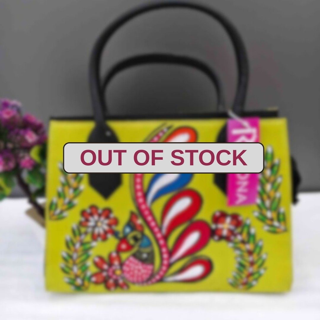 Handpainted Madhubani Handbag - Parrot Green